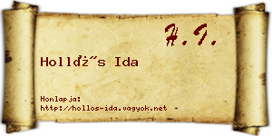 Hollós Ida névjegykártya